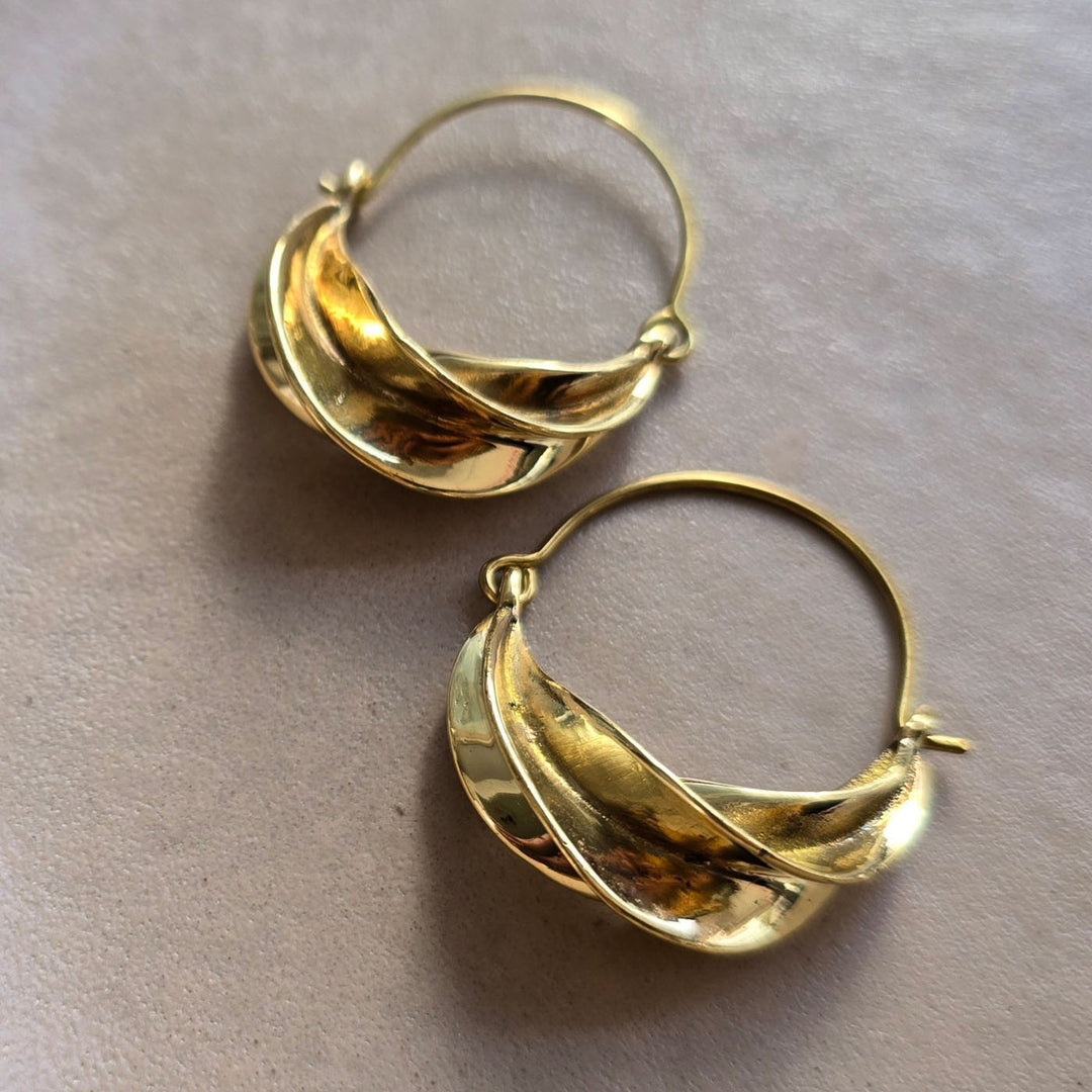Handmade Lorena Hoops Brass Earrings