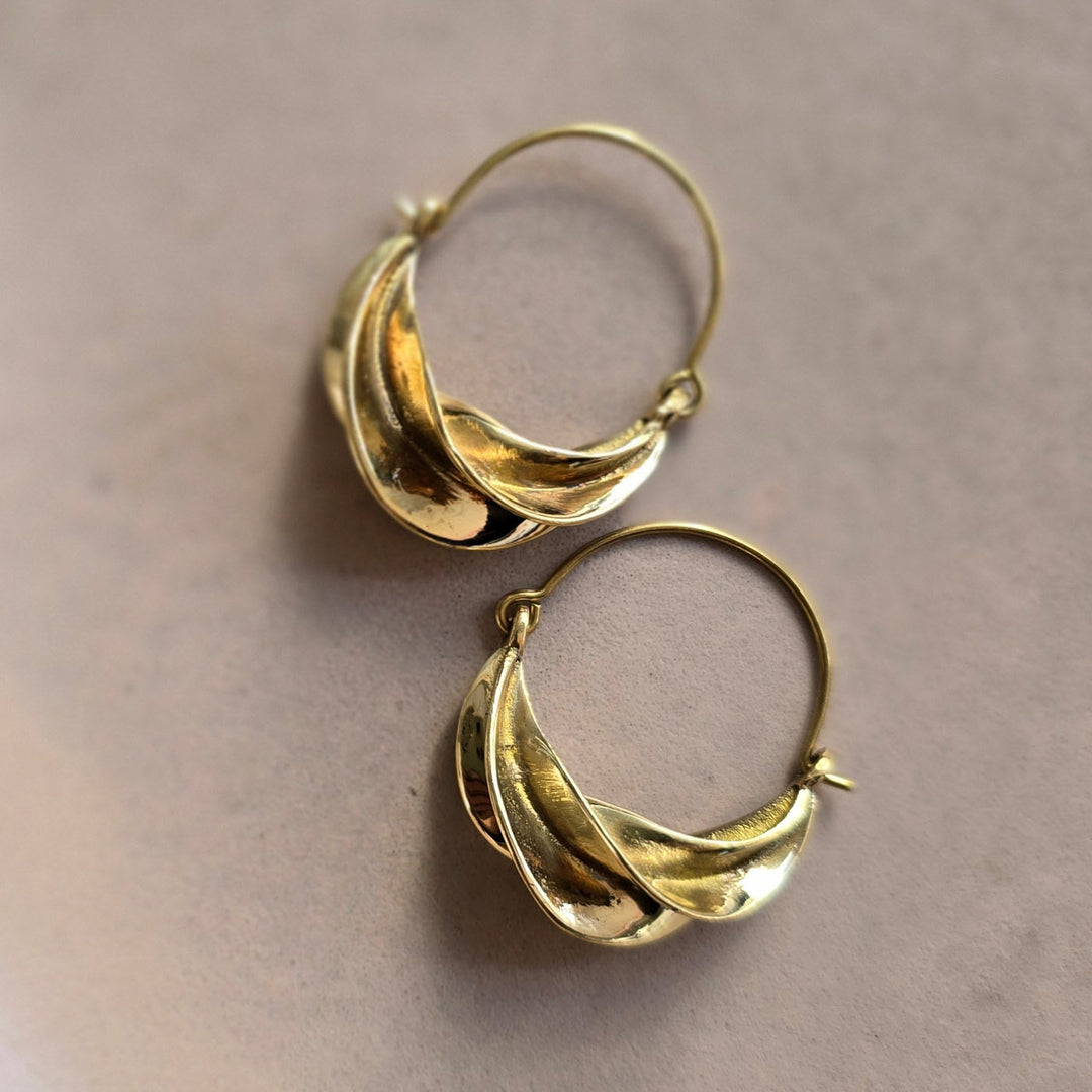 Handmade Lorena Hoops Brass Earrings