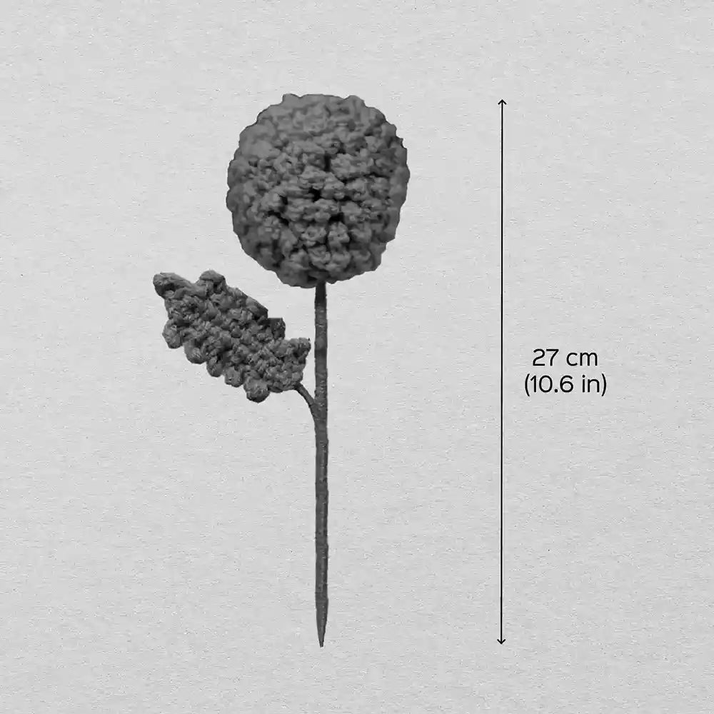 Handmade Crochet Marigold Cotton Flower Stick | Pack Of 1