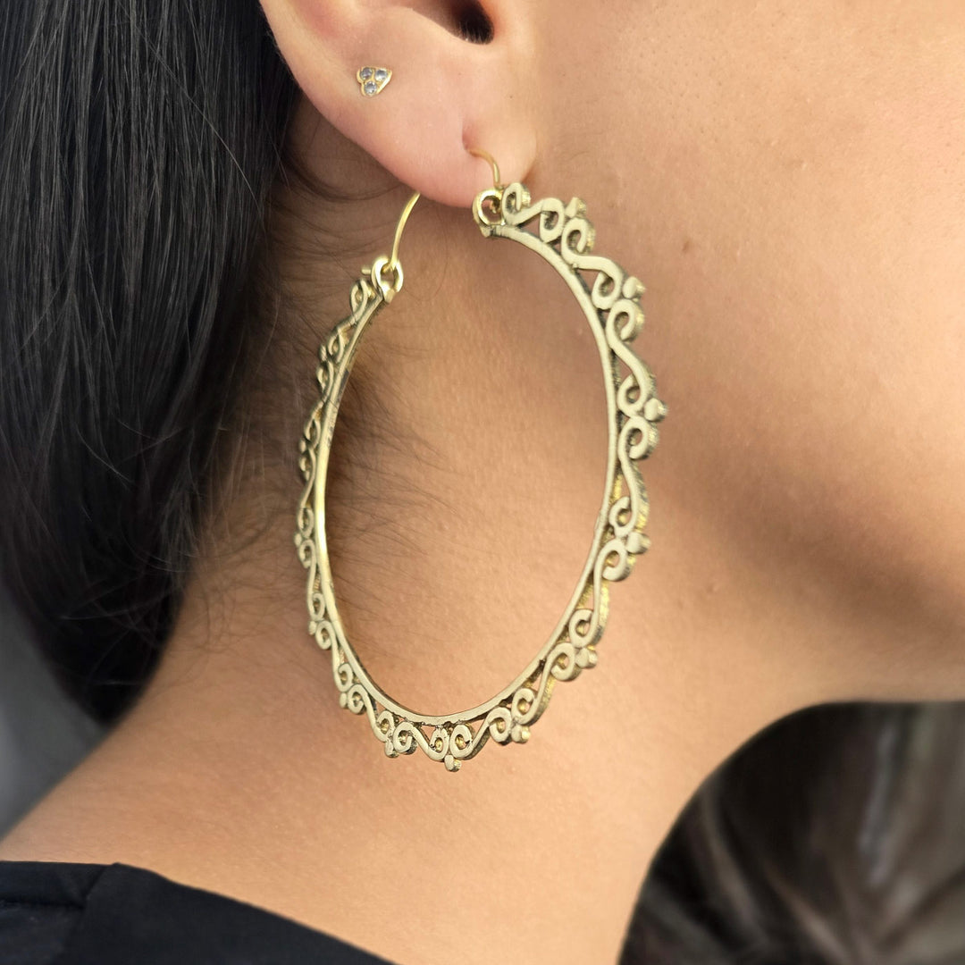 Handmade Martha Hoops Brass Earrings