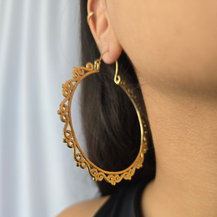 Handmade Martha Hoops Brass Earrings