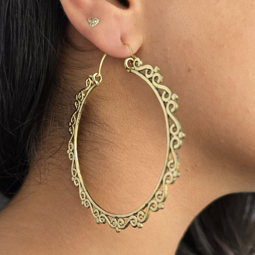 Handmade Martha Hoops Brass Earrings