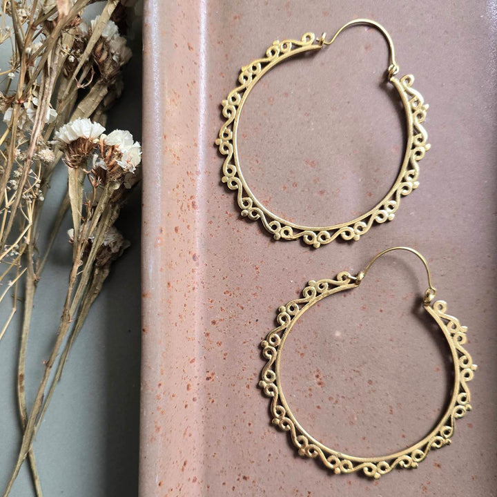 Handmade Martha Hoops Brass Earrings