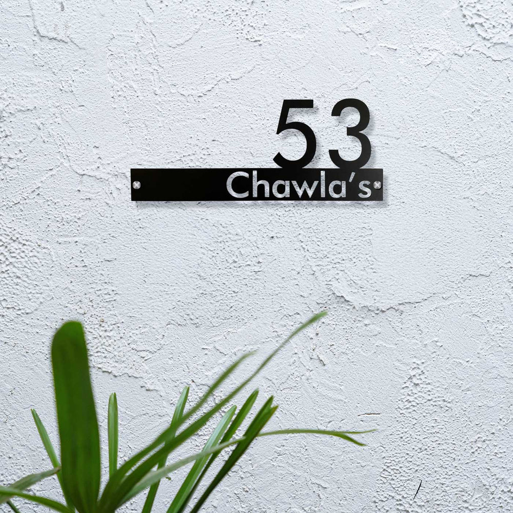 Personalized Waterproof Personalised Metal Name Plate - Mounted on Textured Wall Close-up