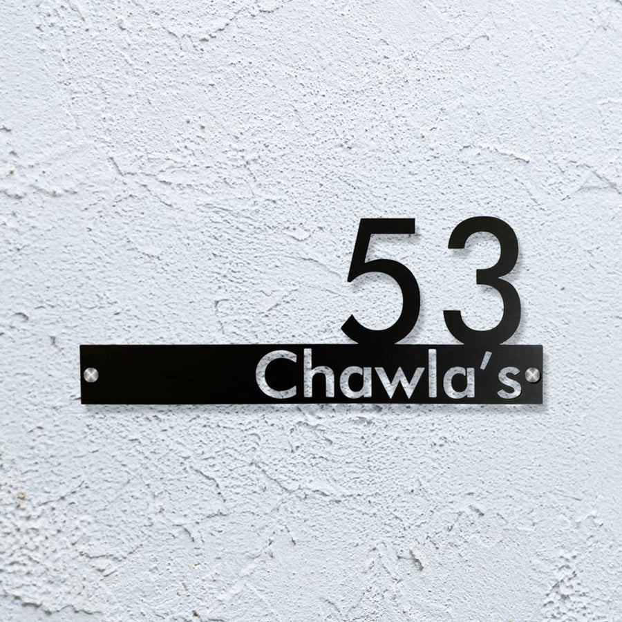 Personalized Waterproof Personalised Metal Name Plate - Mounted on Textured Wall