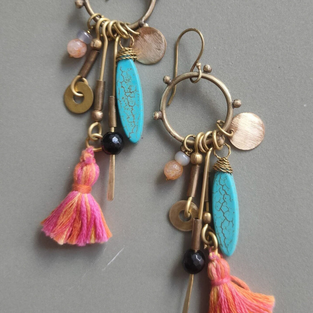 Handmade Metallic Harmony Brass Earrings | Set Of 3