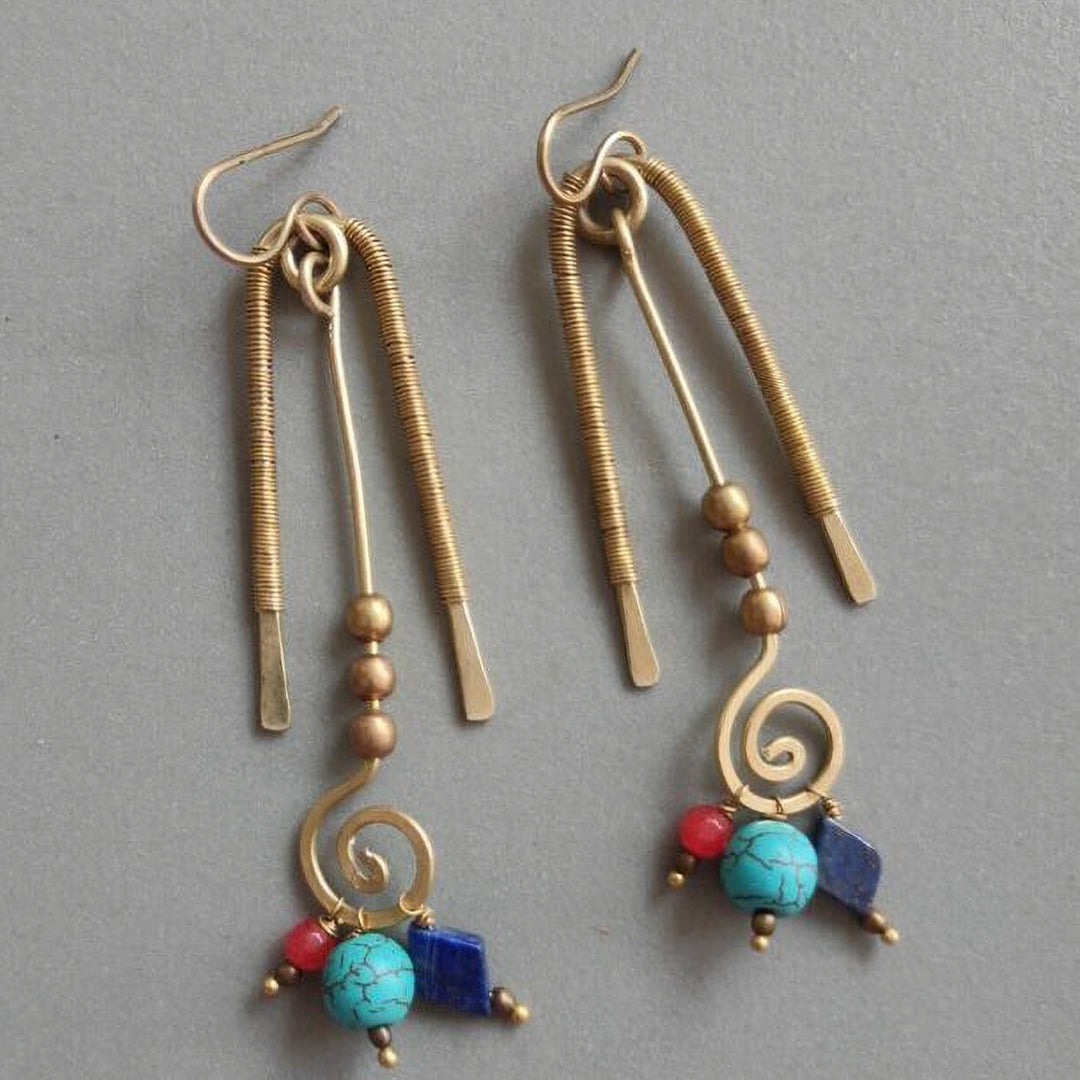 Handmade Metallic Harmony Brass Earrings | Set Of 3