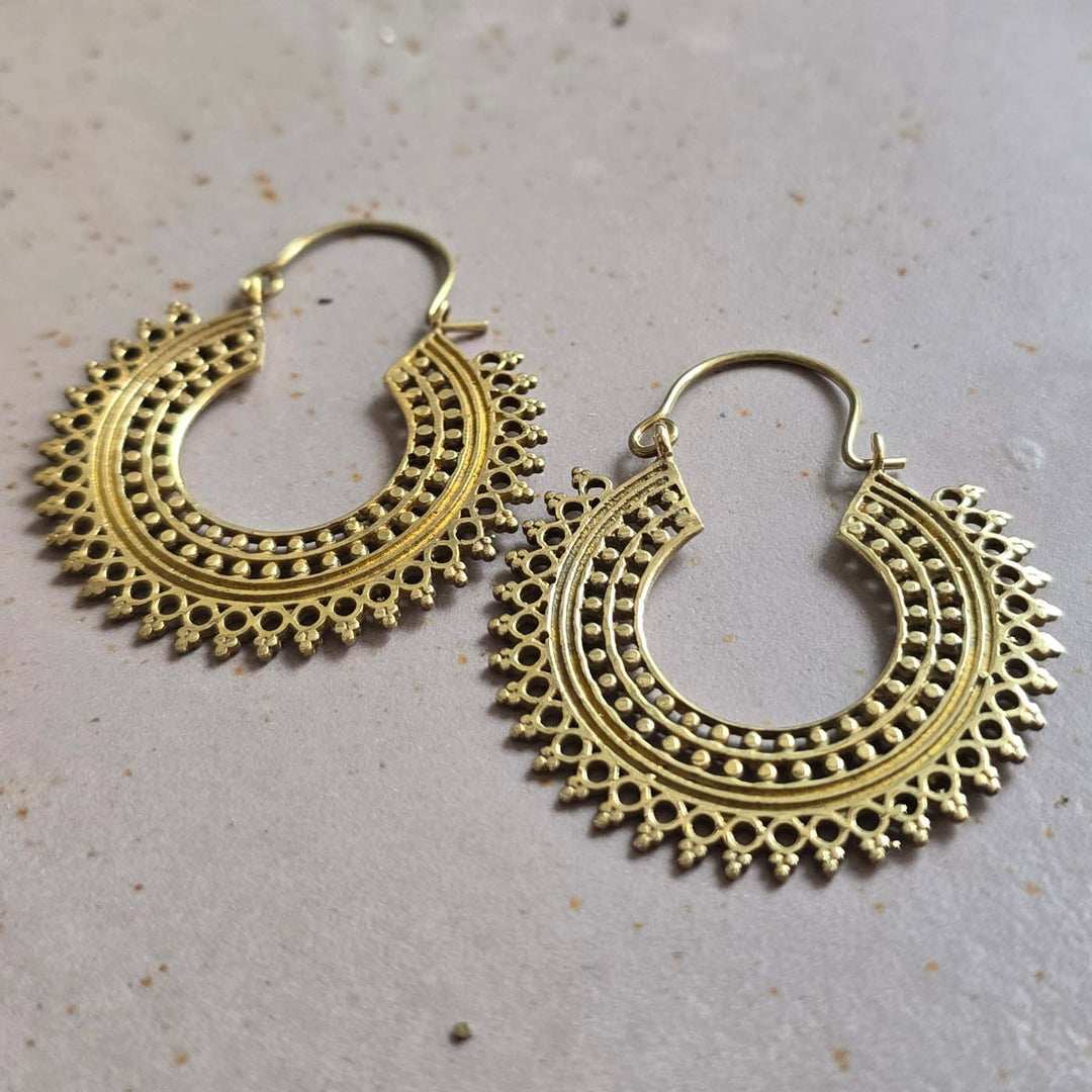 Handmade Mila Hoops Brass Earrings