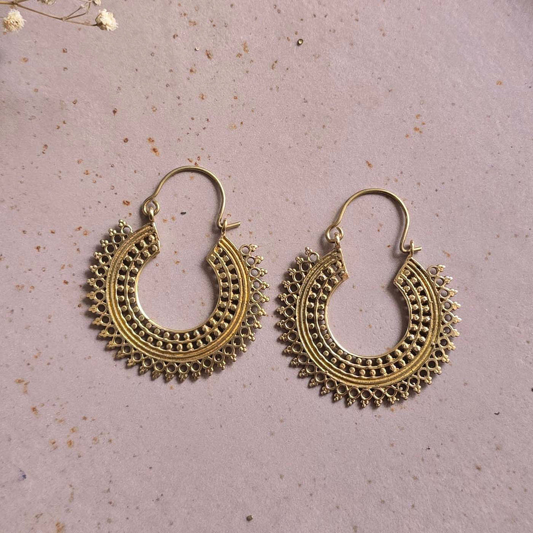 Handmade Mila Hoops Brass Earrings