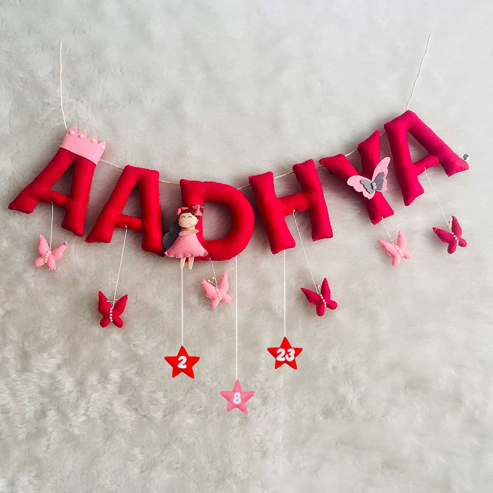 Handcrafted Personalized Minimalistic Bunting For Kids - Hanging Name Garland Front View