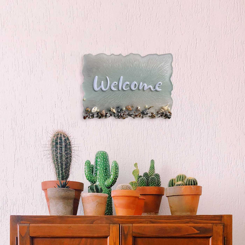 Handcrafted Resin Ocean Theme Nameplate 2 - Mounted on Wall Above Decor
