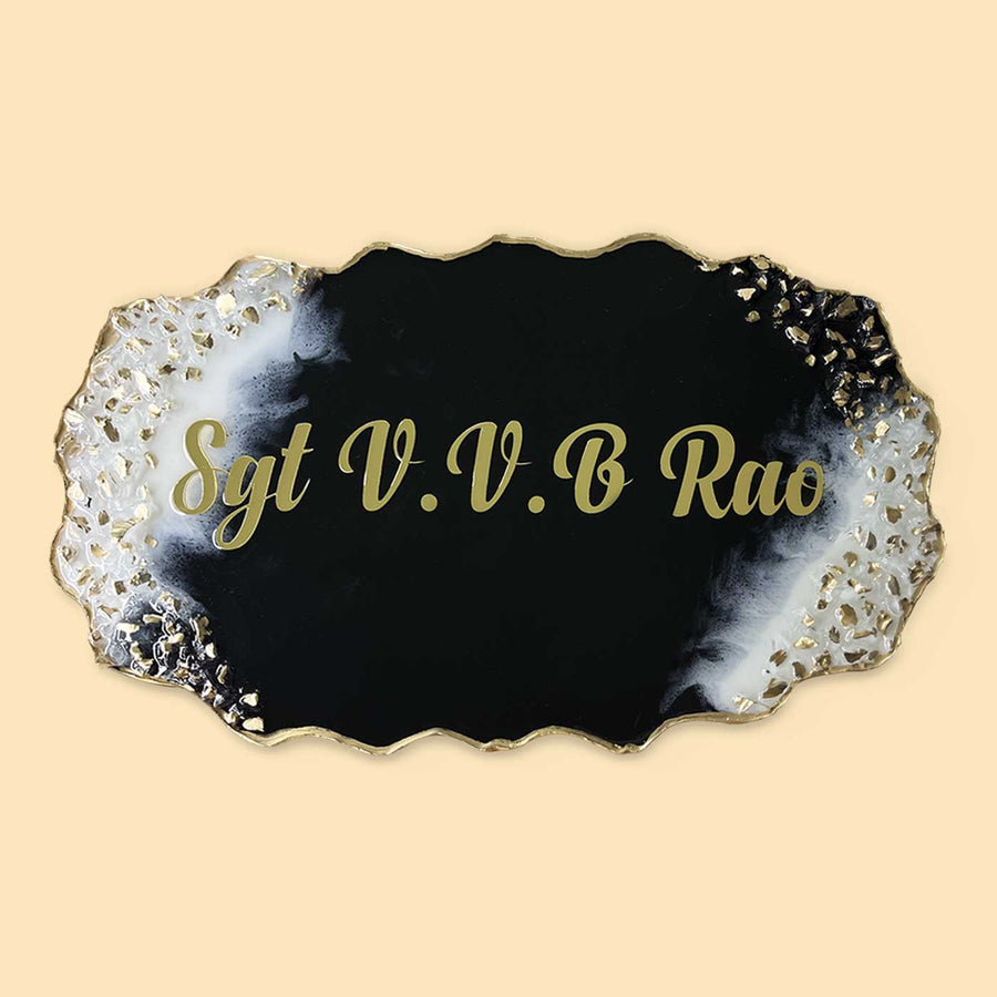 Handcrafted Resin Gold Crystals Nameplate - Name Personalization Example