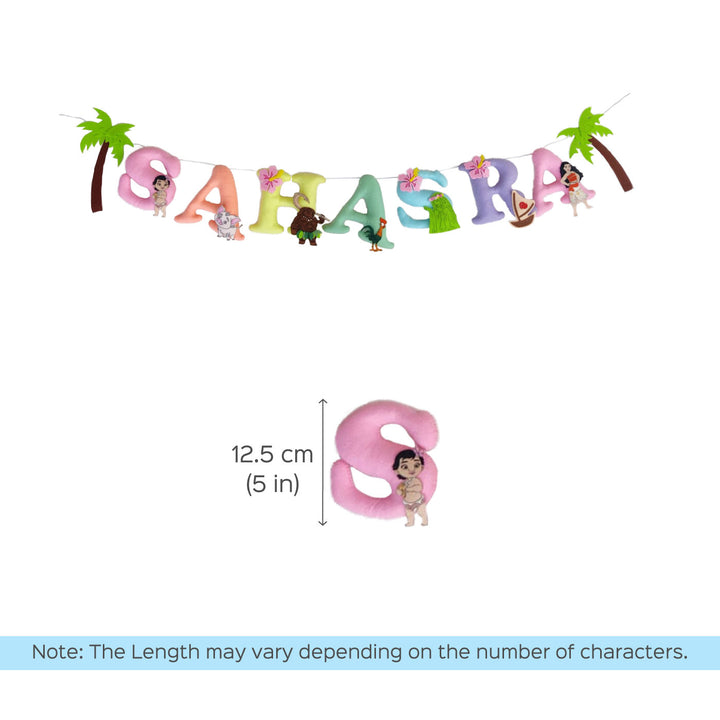 Handcrafted Personalized Moana Theme Felt Bunting - Full Name Banner with Dimensions