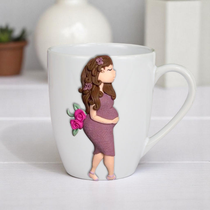 Customized Love Theme Polymer Clay & Ceramic Mug For Mom To Be | 310 ml