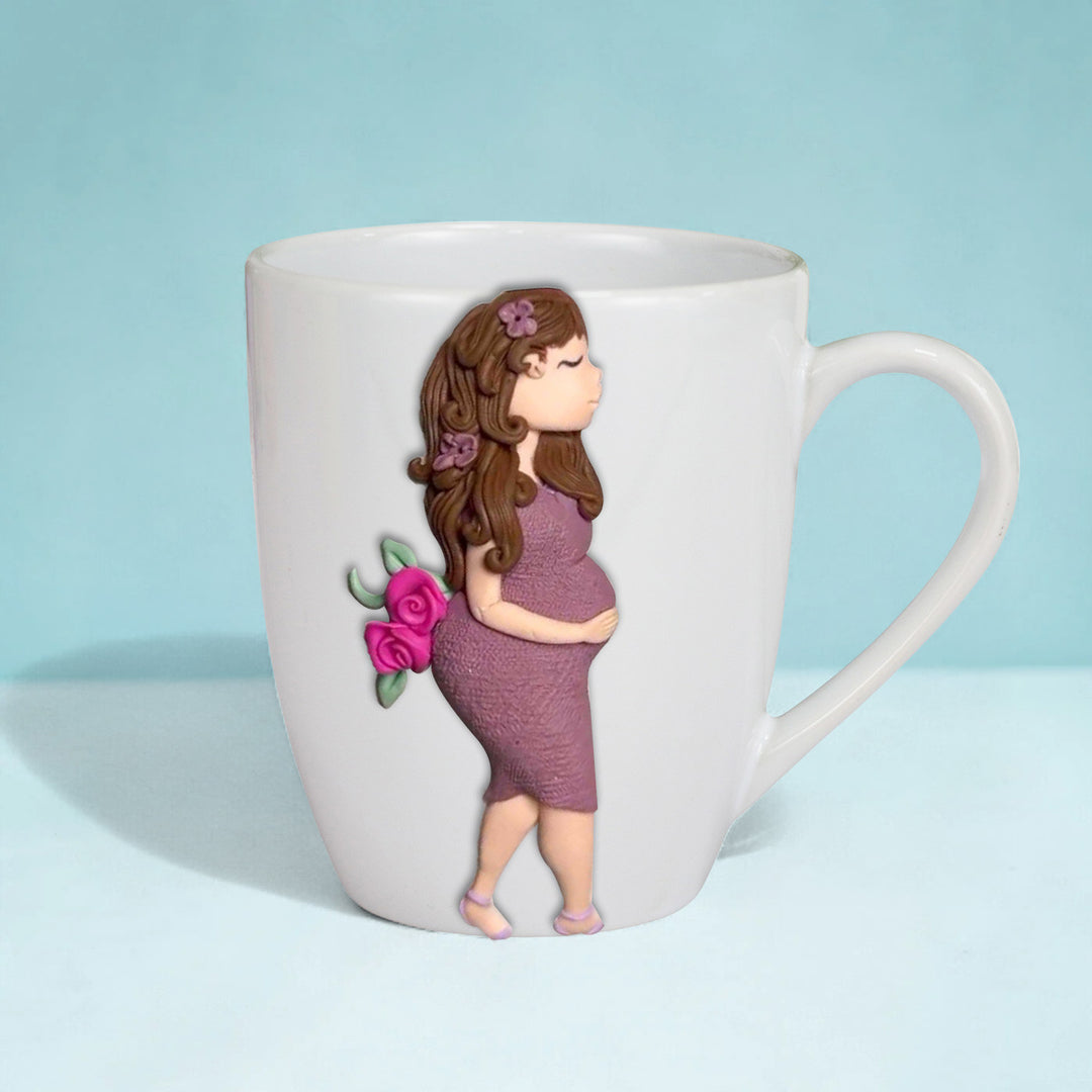 Customized Love Theme Polymer Clay & Ceramic Mug For Mom To Be | 310 ml