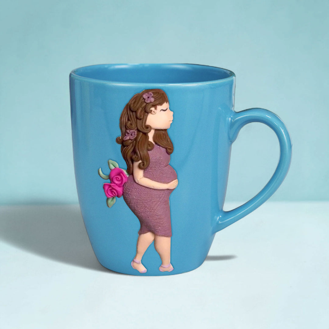 Customized Love Theme Polymer Clay & Ceramic Mug For Mom To Be | 310 ml
