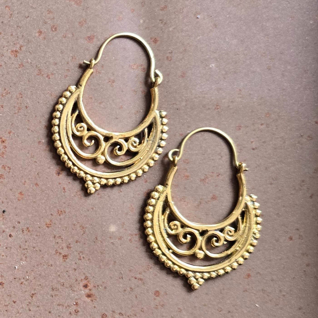 Handmade Naomi Hoops Brass Earrings