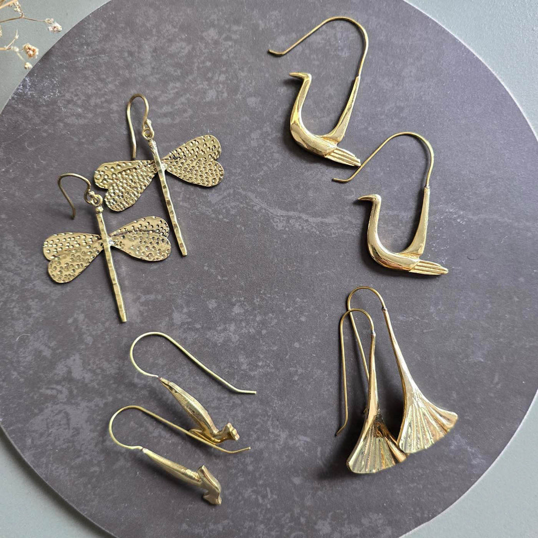 Handmade Nature'S Symphony Brass Earrings | Set Of 4