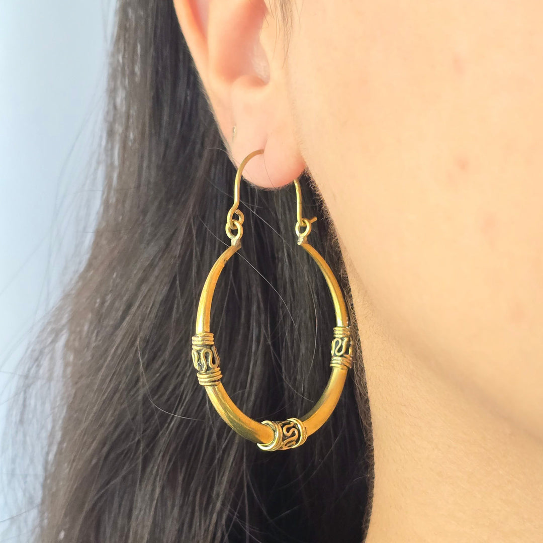 Handmade Navya Hoops Brass Earrings