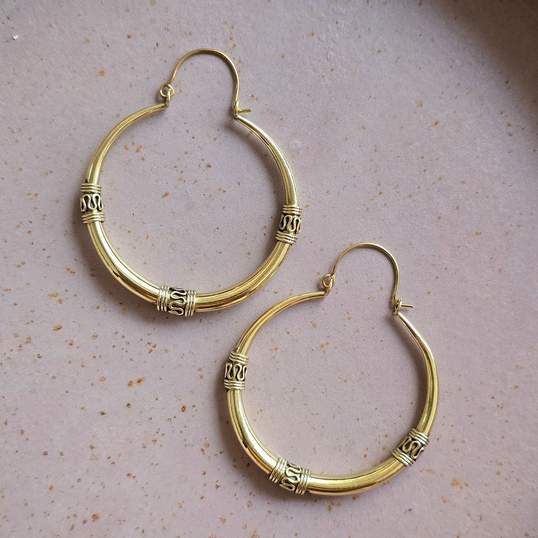 Handmade Navya Hoops Brass Earrings