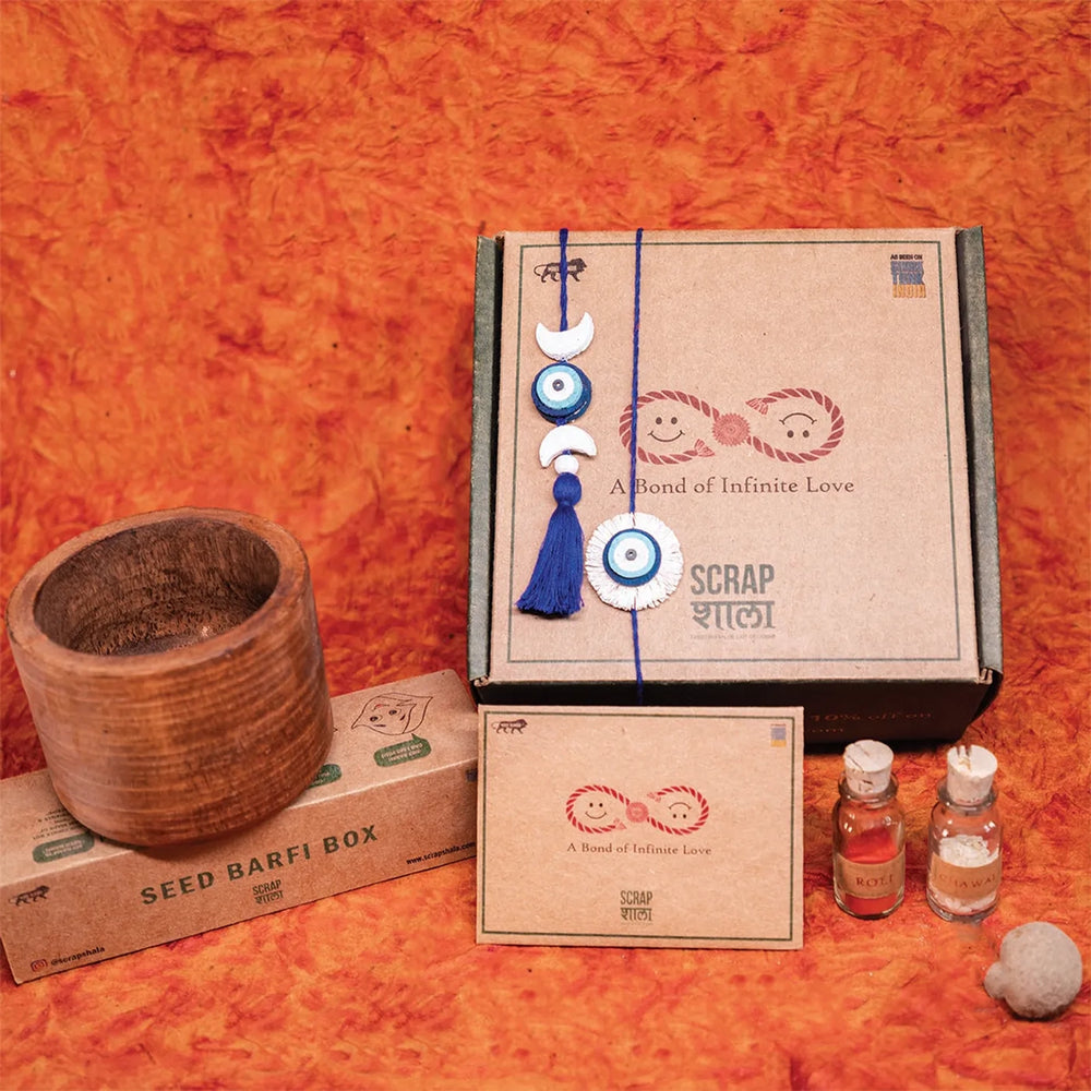 Nazarbattu Plantable Handmade Cork Rakhi Hamper With Roli Chawal 1 - Complete gift set with packaging