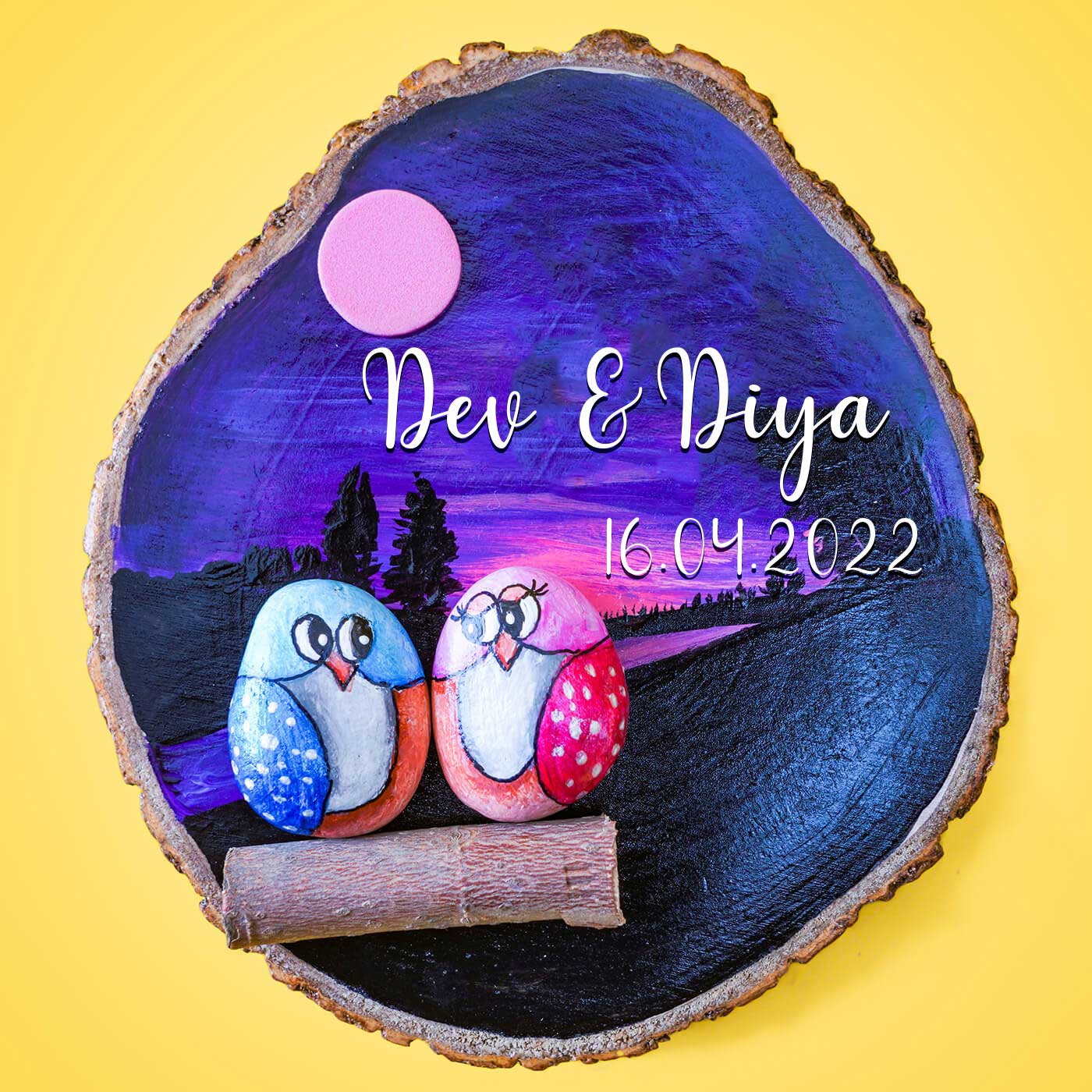 Buy Personalized Pebble Owl Wall Decor for Couples Online On Zwende