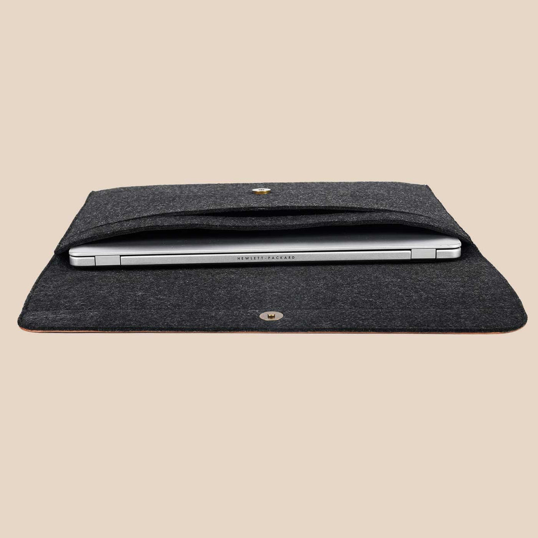 Eco-felt & Vegan Leather Laptop Sleeve