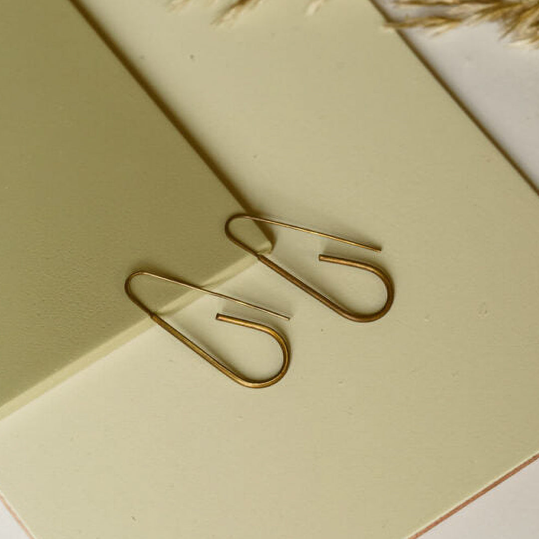 Handmade Oval Hooks Brass Earrings