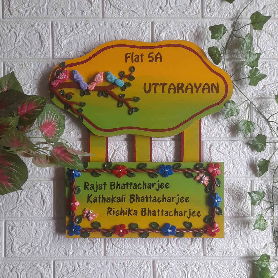 Handcrafted Personalised Bird Themed Nameplate