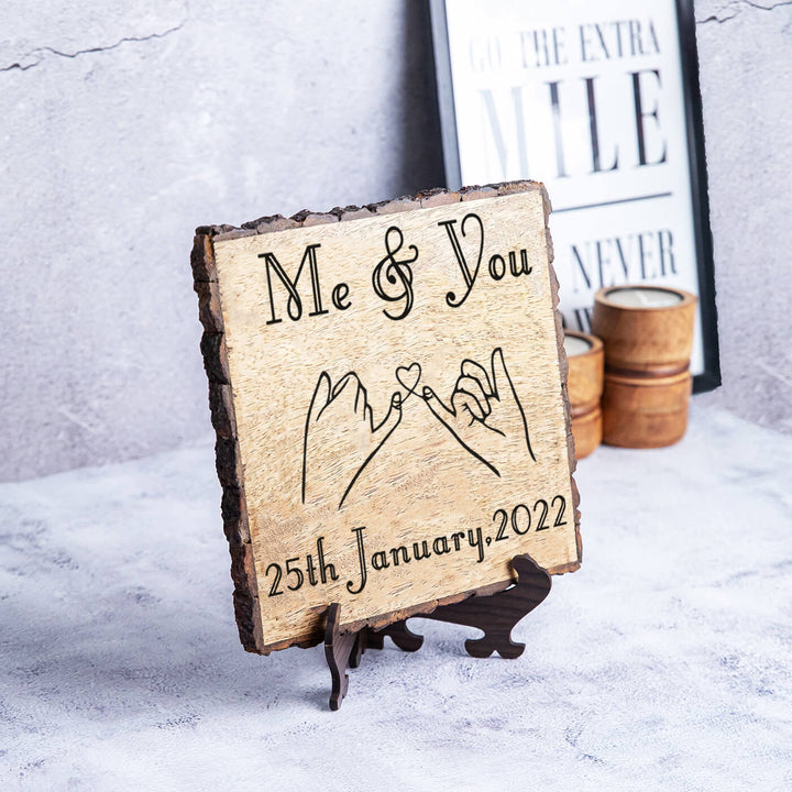 Handcrafted Mango Wood Plaque For Couples With Date