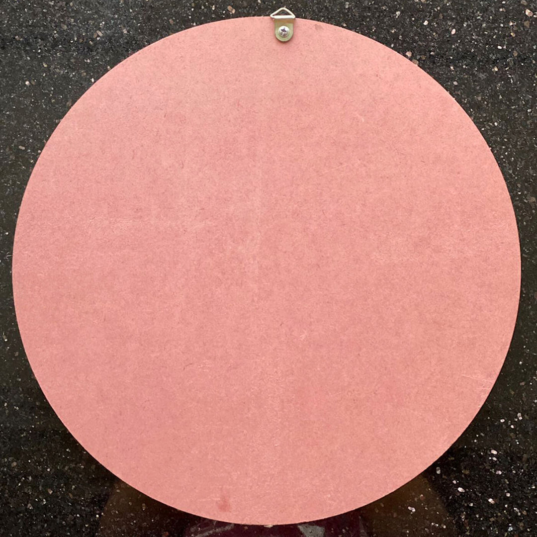 Personalised Floral Round Nameplate - Back View with Hanging Hardware