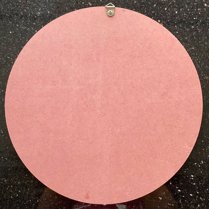 Personalised Floral Round Nameplate - Back View with Hanging Hardware