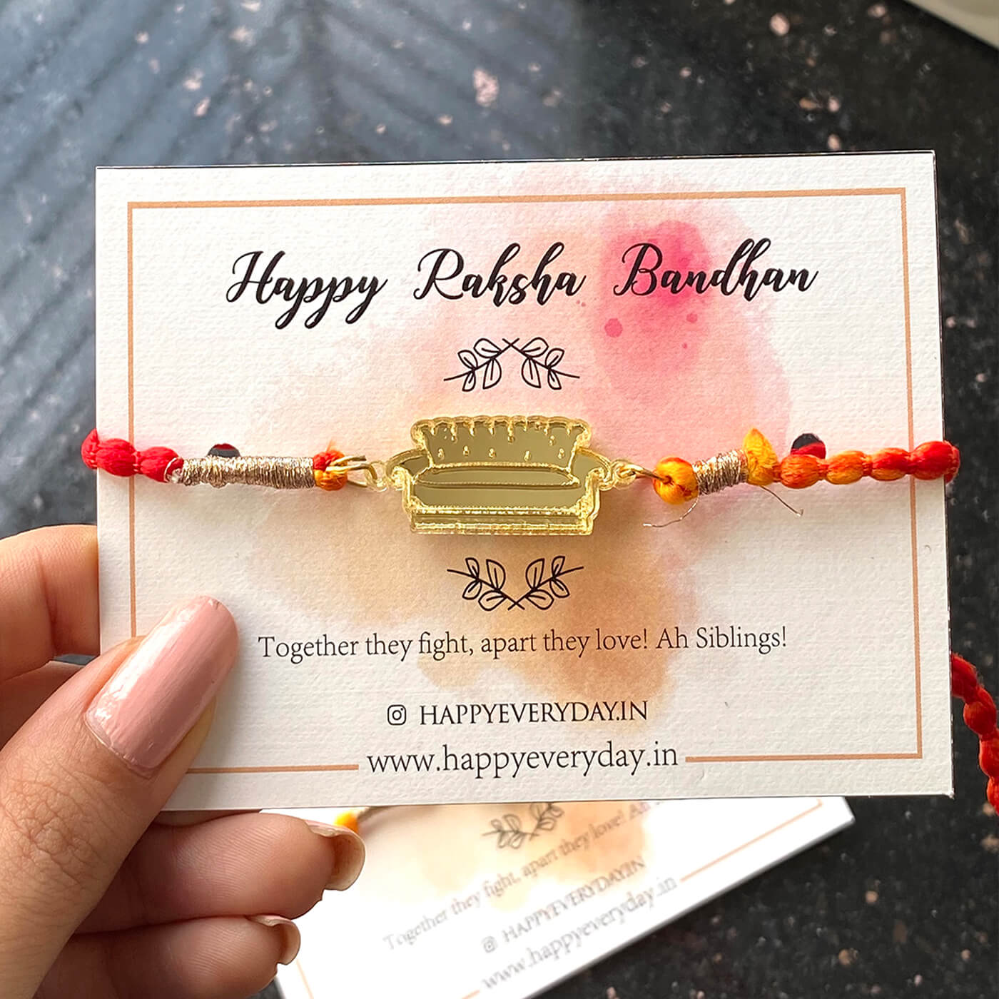 Designarche Handcrafted Antique Rakhi with Roli Chawal and Raksha Bandhan
