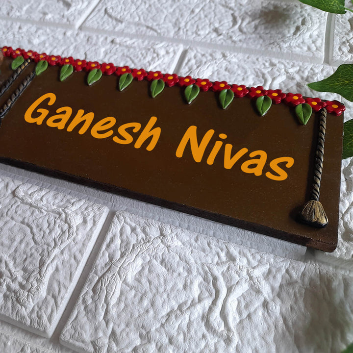 Handcrafted Personalised Ganesh Themed Nameplate
