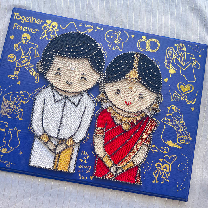 String Art South Indian Wedding Couple Personalized Nameplate