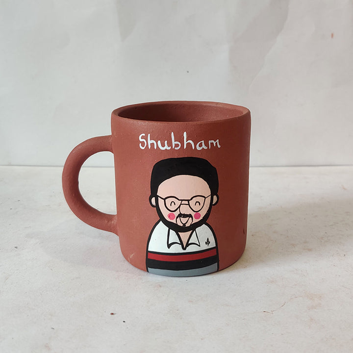 Handpainted Personalised Terracotta Mug with Caricatures