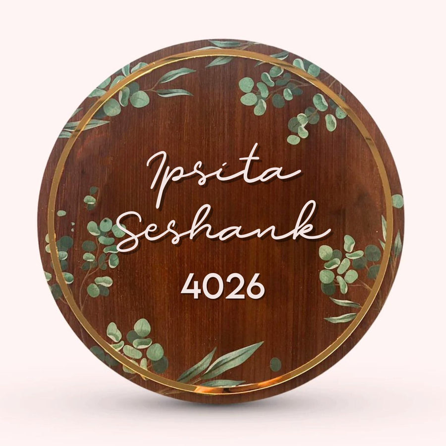 Wooden Personalised Floral Name Plate - Name Personalization Example