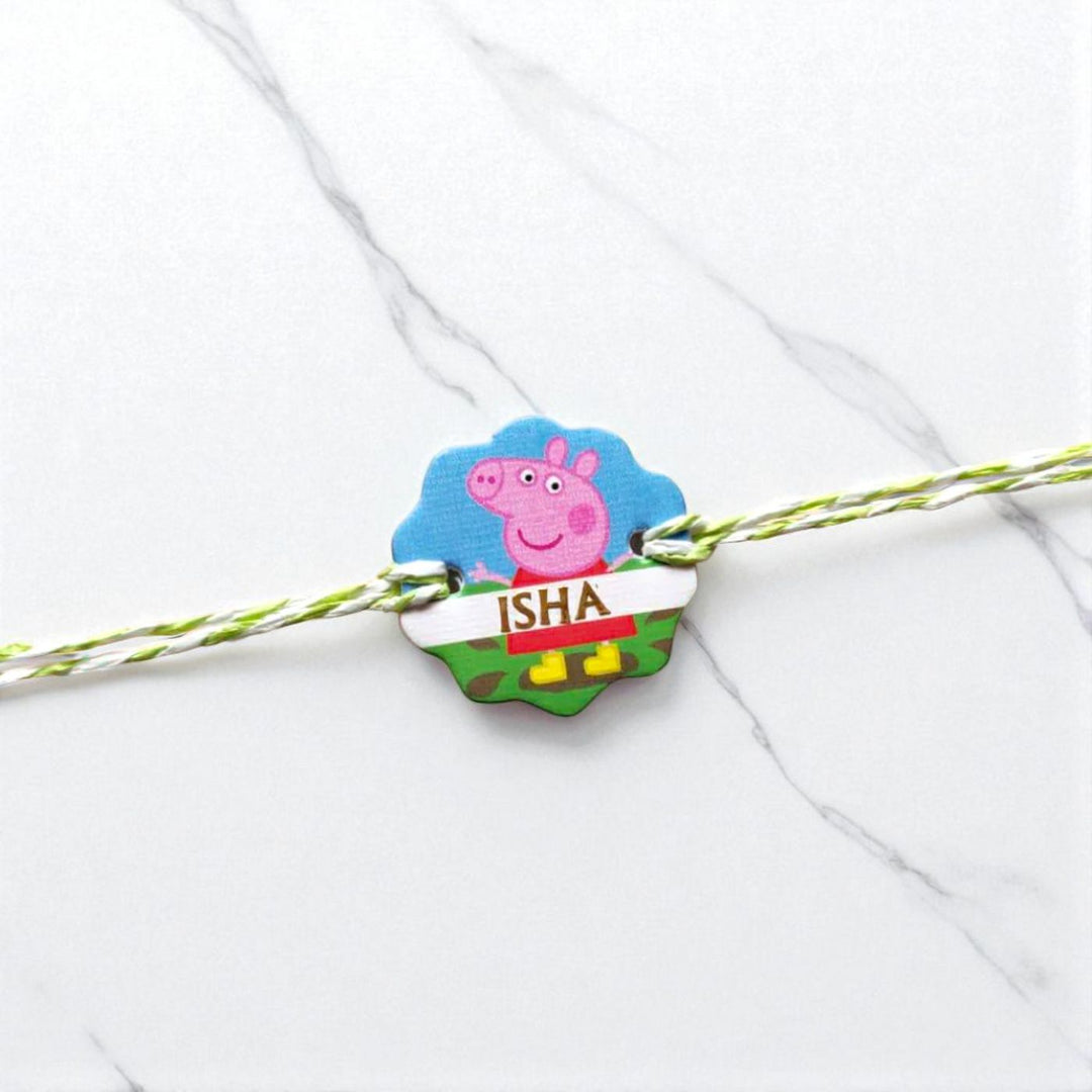 Personalized Ecofriendly Peppa Theme Paper Kids Rakhi