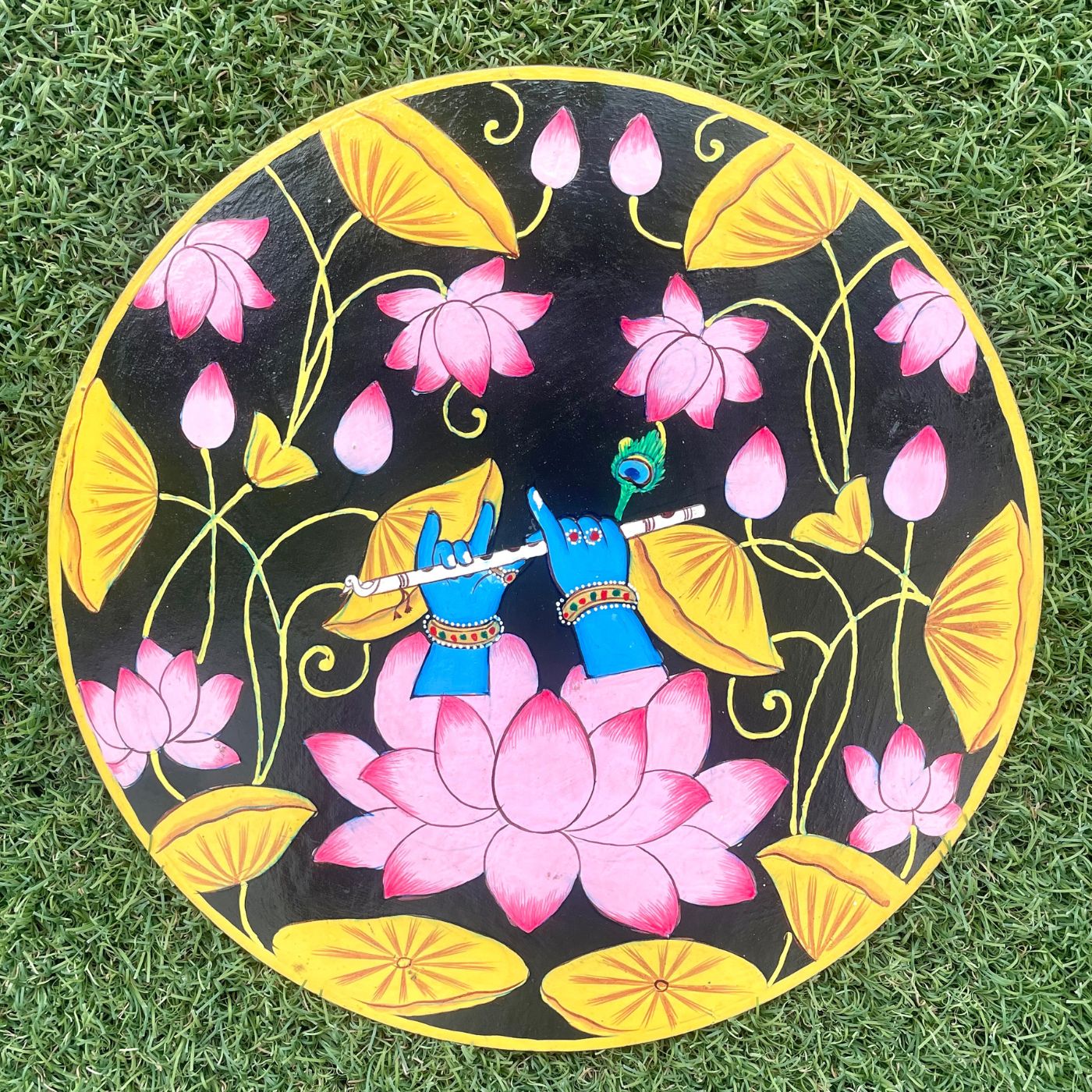 Buy Handpainted Mango Wood Pichwai Wall Plate Online On Zwende