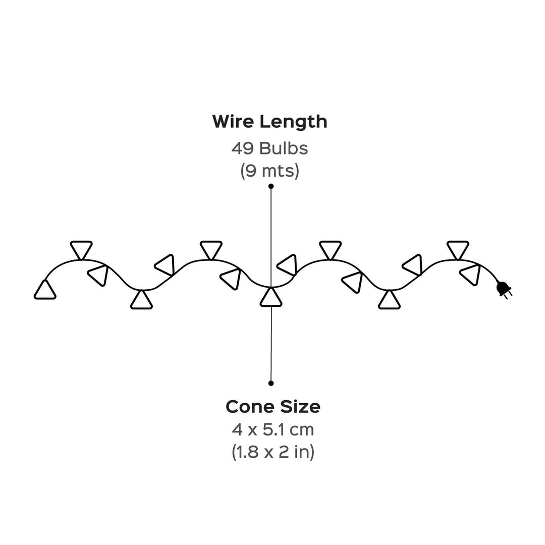 9m, 49 Bulbs | Handmade Upcycled Newspaper LED Fairy Lights For Christmas Decoration