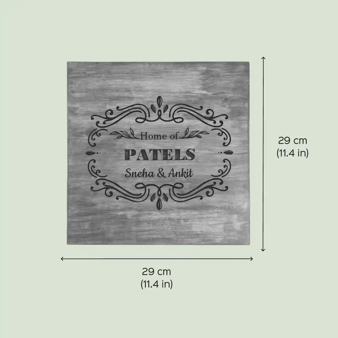 Personalized Handmade Minimal Leaf Design Wooden Name Plate