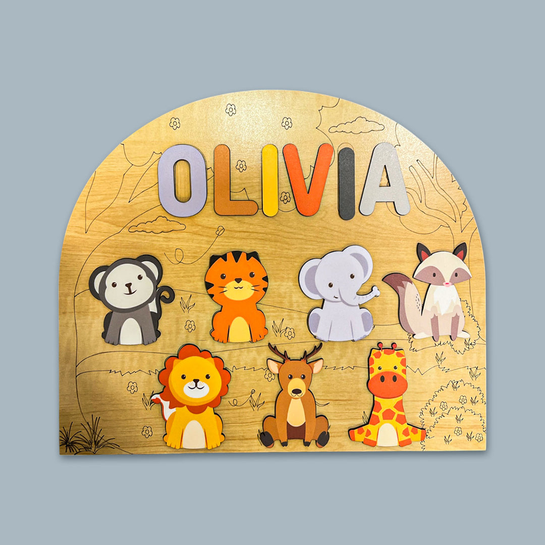 Personalized Wild Animals Theme Wooden Puzzle