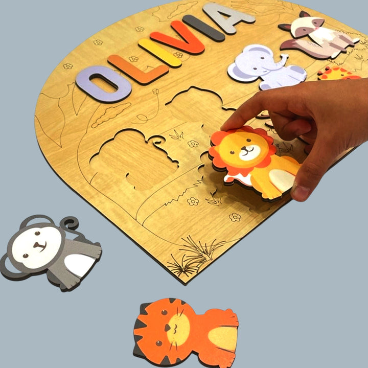 Personalized Wild Animals Theme Wooden Puzzle