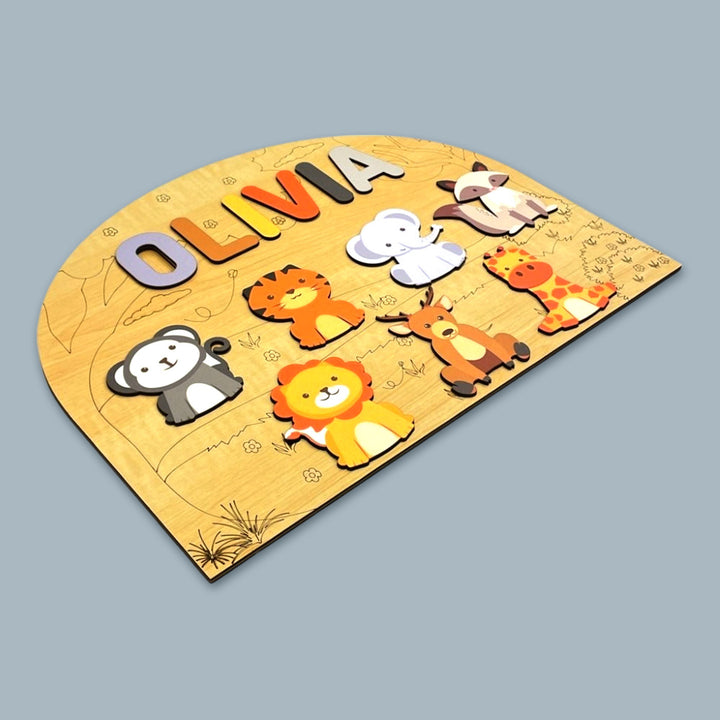 Personalized Wild Animals Theme Wooden Puzzle