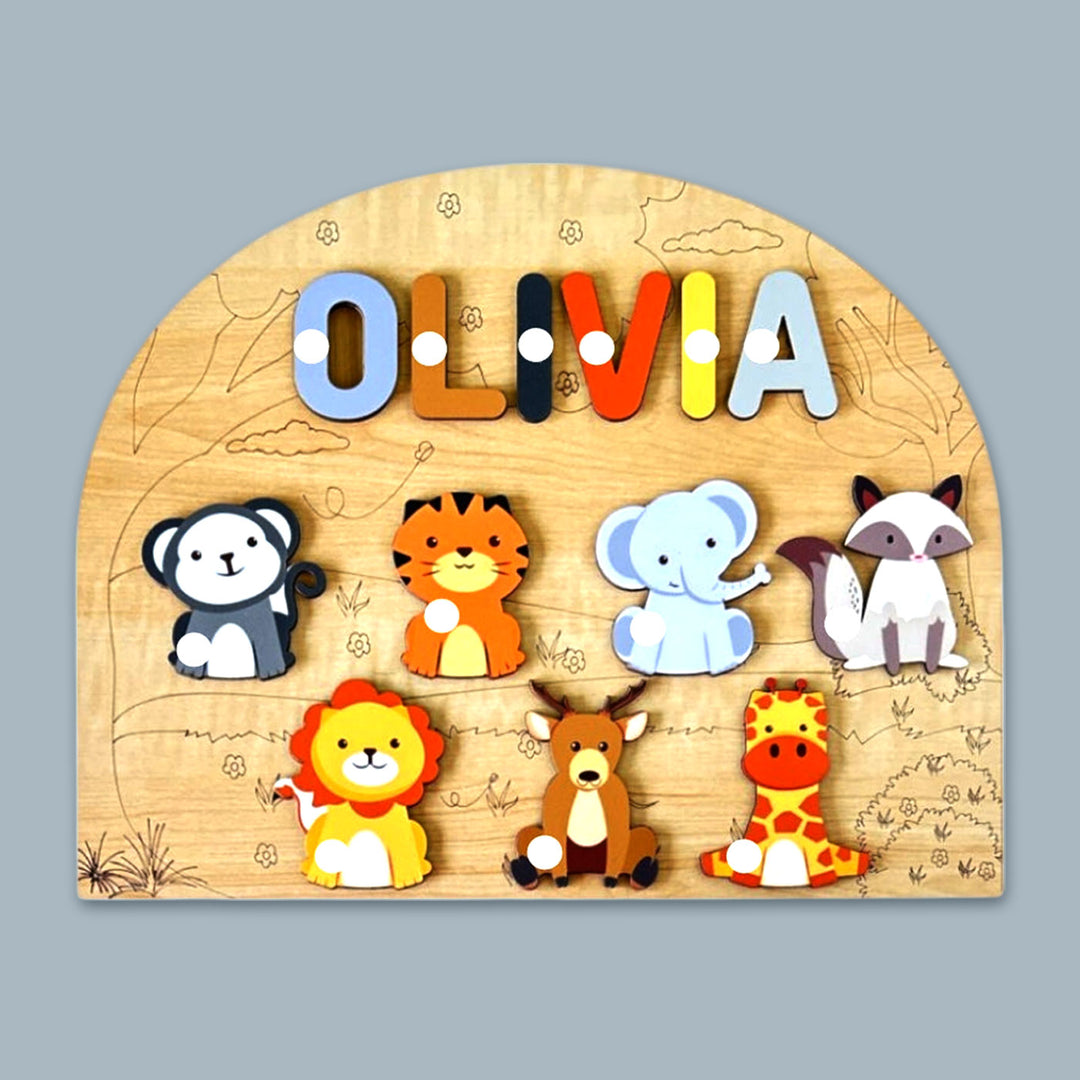 Personalized Wild Animals Theme Wooden Puzzle