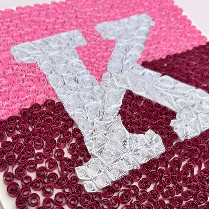 Personalized Handmade Quilling Monogram Pink Dual Color Framed Desk Name Plate