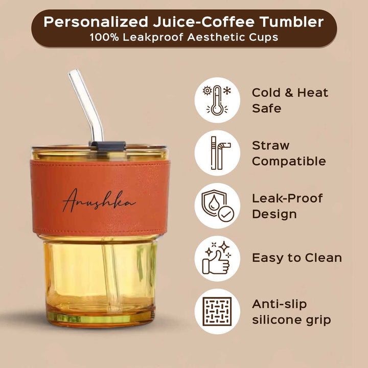 Personalized Juice/Coffee Borosil Glass Tumbler | 300ml