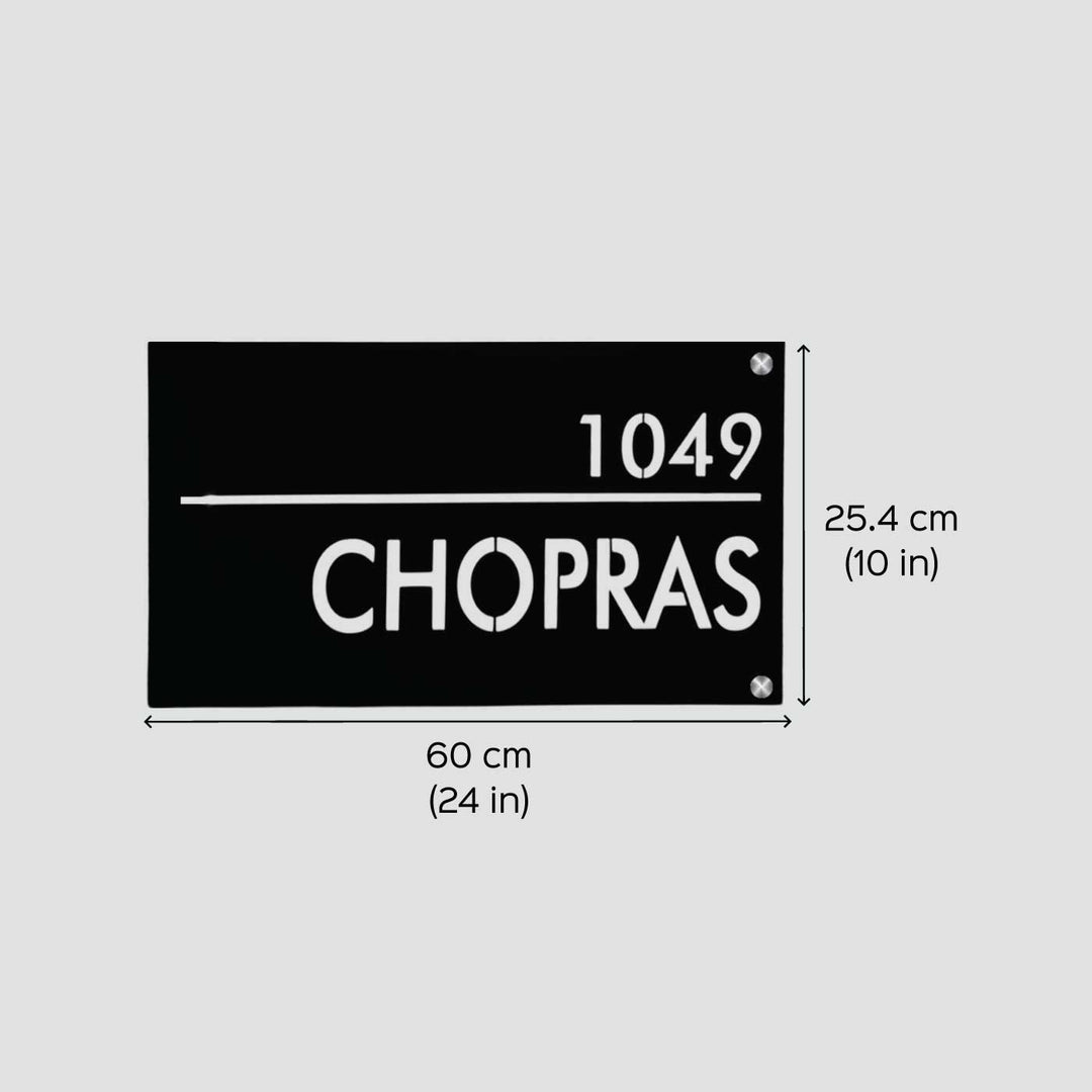 Personalized Waterproof Black Laser Cut Metal Led Name Plate - Dimension Chart with Screws