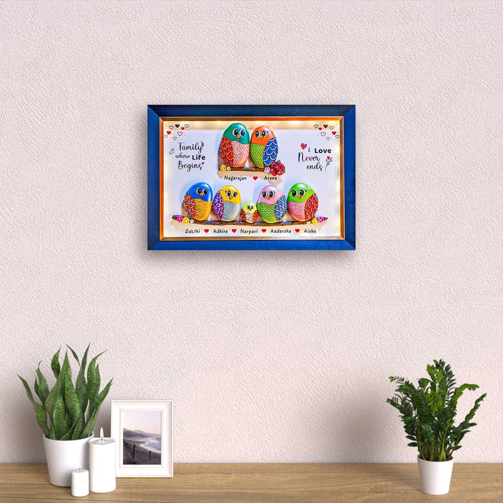 Personalized Pebble Art A Joyful Journey Wooden Name Plate With Lights - Framed Wall Hanging Display