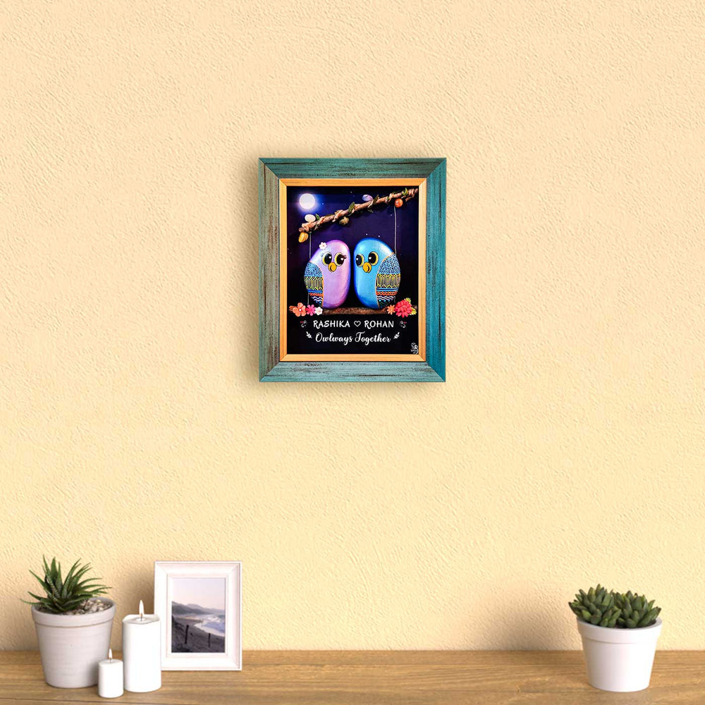 Personalized Pebble Art Night Sky Theme Wooden Name Plate - Framed Art Mounted on Wall